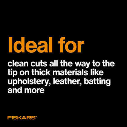 Fiskars SoftGrip PowerCut Fabric and Mixed Media Scissors - 8" Heavy Duty Scissors for Fabric, Cardboard, Cork, Decorative Metal and Foam Cutting with Serrated Blade Edge - White