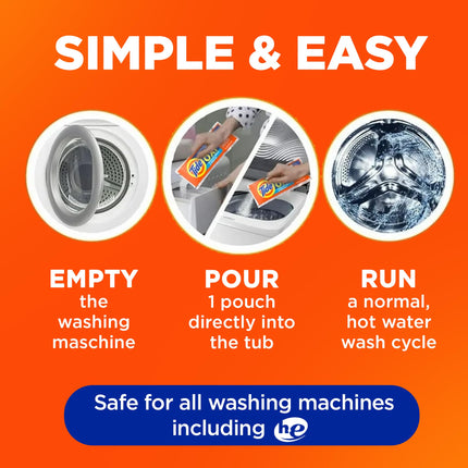 Nettoyant pour lave-linge Tide, nettoyant pour lave-linge avec Oxi pour lave-linge à chargement frontal et par le haut, éliminateur de résidus et d'odeurs de nettoyage en profondeur, approvisionnement de 10 mois + calendrier
