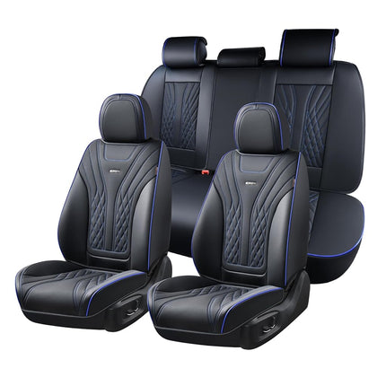 Coverado Car Seat Covers Full Set, 5 Seats Front Seat Cover and Back Seat Covers for Cars, Automotive Seat Covers Nappa Leather Waterproof Seat Covers, Car Seat Protectors Universal for Cars