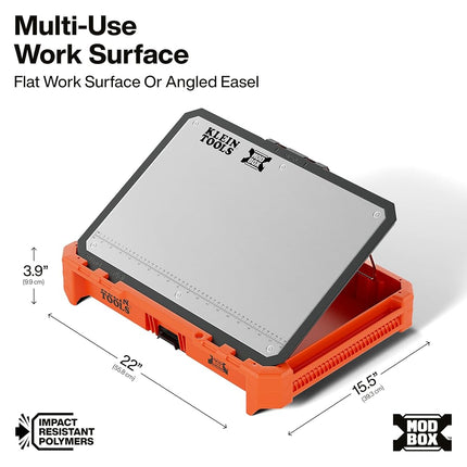 Klein Tools 54826MB MODbox Tray Work Top, Portable Worktop Surface, Multi-Use Workbench Top, Stainless Steel, Modular Work Surface