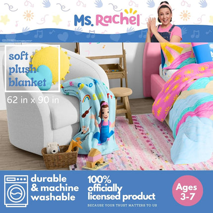 Franco Ms. Rachel Educational Adventures Bedding Super Soft Cozy Throw Blanket, 62 in x 90 in, (Officially Licensed Product) Kids