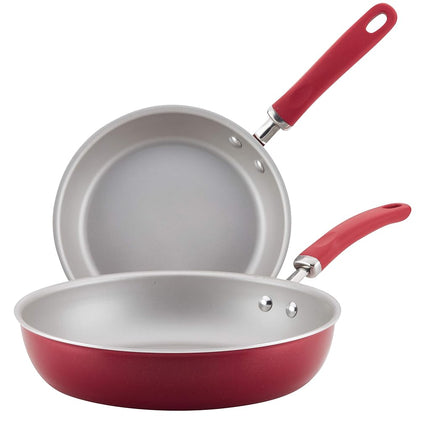 Rachael Ray Create Delicious 24 cm and 29 cm Non-Stick Frying Pan Set, Red