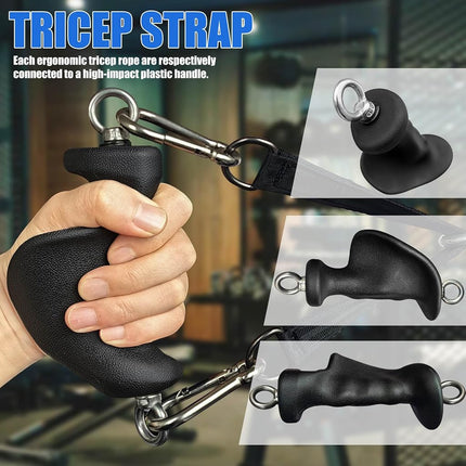 Ergonomic Tricep Rope Pull Down Attachment, Gym Cable Attachment, Pull Down Rope for Cable Machine, Upgraded Tricep Attachment with Full Palm Support, Tricep Rope Cable Attachment (Style 4)