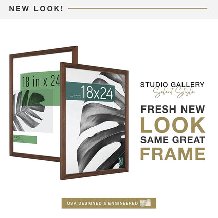 MCS Studio Gallery Frame, Walnut Woodgrain, 18 x 24 in, Single
