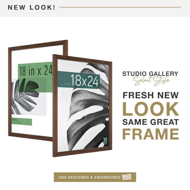 MCS Studio Gallery Frame, Walnut Woodgrain, 18 x 24 in, Single