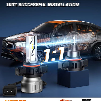SEALIGHT 5202 LED Fog Light Bulbs, 10000LM Strong Penetration 5202 5201 PS19W PS24W Fog Lights LED Bulbs 600% Brightness Upgrade 6500K Cool White, 1:1 Size Plug-and-Play for Trucks Cars, Pack of 2