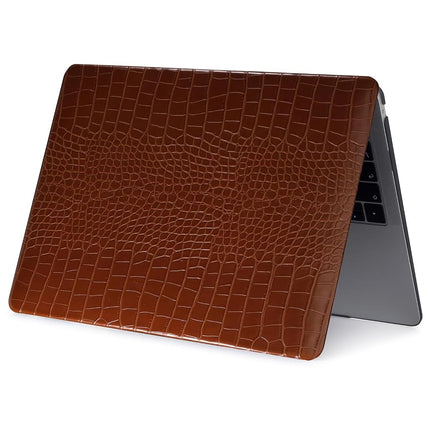 FFBOFFC Cover Compatible with MacBook Air 15 Inch Case 2024 2023 Release A3114 A2941 with Liquid Retina Display & Touch ID, Leather Crocodile Print Hard Shell Case Cover & Keyboard Skin, Brown