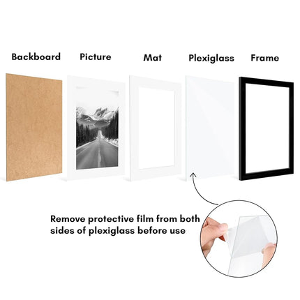 Americanflat 11x15 Picture Frame Set of 5 in Black - Use as 8x12 Picture Frame with Mat or 11x15 Frame Without Mat - Gallery Wall Frame Set with Hanging Hardware - Horizontal or Vertical Display