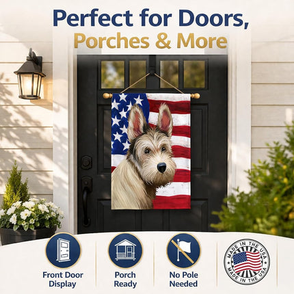 Caroline's Treasures CK6432CHF Berger Picard Dog American Flag Flag Canvas House Size, Large, multicolor