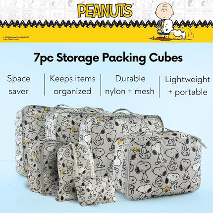Franco Soft Organization Travel Storage Packing Cubes, 7 Piece Set, Peanuts-Snoopy