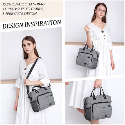 TuErCao Insulated Lunch Bag Soft Cooler Bag for Beach Travel Picnic, Adult Lunch Box for Women for Work, Dark Grey