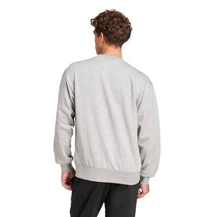 adidas Men's Essentials Feel Cosy Fleece Sweatshirt, Medium Grey Mottled/Black, Large, Medium grey mottled/black, L