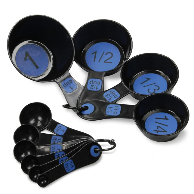 Chef Craft Easy to Read Plastic, Measuring Cup Set, 10 Piece Set, Blue