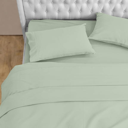 Elegant Comfort Soft 4-Piece 100% Turkish Cotton Flannel Sheet Set - Premium Quality, Deep Pocket Fitted Sheet, Ultra Soft, Cozy Warm Flannel Sheets - King, Mint Green