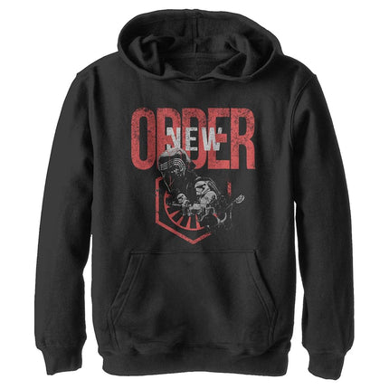 Star Wars Boys' Youth Hooded Pullover Fleece, Black, Medium