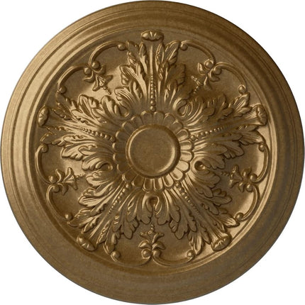 20"OD x 1 1/2"P Damon Ceiling Medallion (Fits Canopies up to 3 3/8"), Hand-Painted Pale Gold