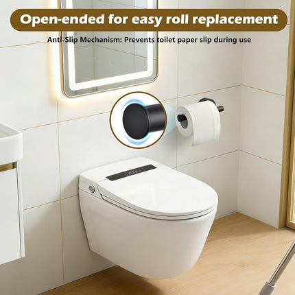 YOHOM Suction Cup Toilet Paper Holder No Drill Bathroom Tissue Holder with Strong Suction Removable Wall Mount Stainless Steel Paper Roll Holder for Kitchen Bath,Matte Black, 1 PCS