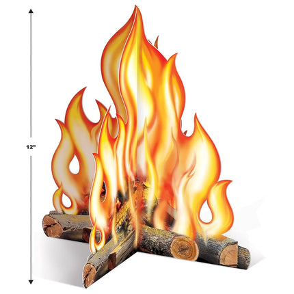 Beistle 3-D Paper Campfire Centerpieces, 12" Tall, Set of 3 - Summer Bonfire Themed Party Supplies, Outdoor Camping Birthday
