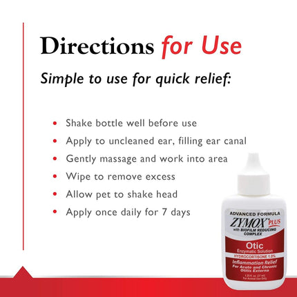 Zymox Advanced Formula Otic Plus Enzymatic Ear Solution for Dogs and Cats