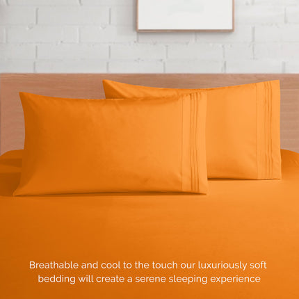 Elegant Comfort 4-Piece Bed Sheet Set - Luxury Bedding 1500 Premium Hotel Quality Microfiber, All Around Elastic 18-24 Inches Deep Fitted Sheet- Extra Deep Pocket Sheets, King, Persimmon
