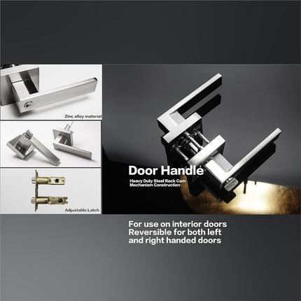 Exterior Door Lock Set With Deadbolt, Front Handle, Single Cylinder, Keyed Alike Heavy Duty Entry Handles Locksets (Satin Nickel, 2 Pack)