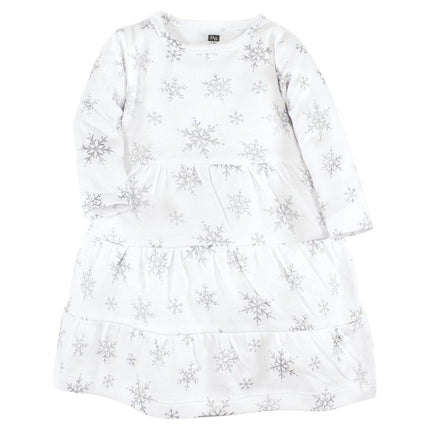 Hudson Baby Baby Girls' Cotton Dresses, Metallic Snowflake Star, 5T
