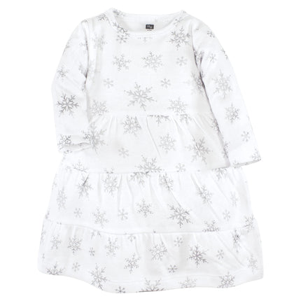 Hudson Baby Baby Girls' Cotton Dresses, Metallic Snowflake Star, 0-3 Months