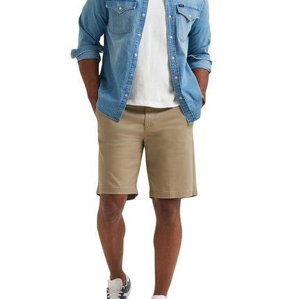 Lee Men's Big & Tall Extreme Motion Flat Front Short, Kansas City Khaki, 30