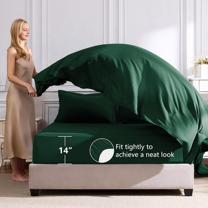 CozyLux Queen Comforter Set Emerald Green - 7 Pieces Complete Bedding Set