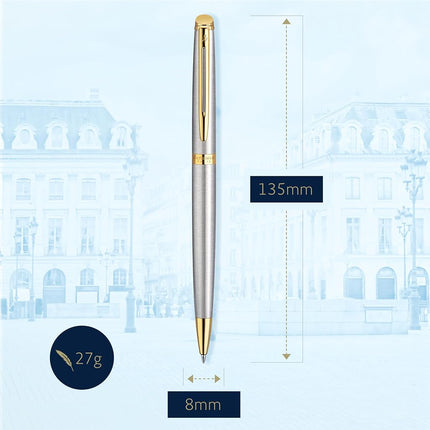 Waterman Ballpoint Pen WATERMAN Hémisphère Ballpoint Pen, Stainless Steel GT, Medium Nib, Blue Ink, Stainless Steel, (S0920370)