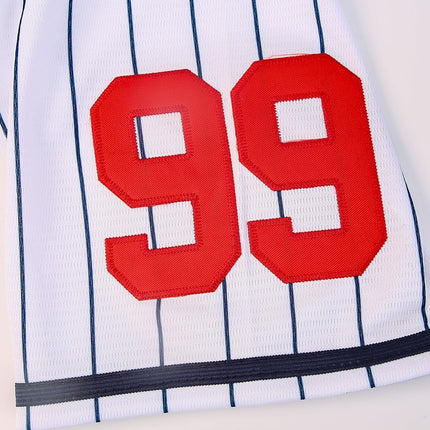 Stitched New York 99 Baseball Jerseys Shirts Hip Hop Button Down Men's Clothing for Party Xmas Gift, White Pinstriped, S