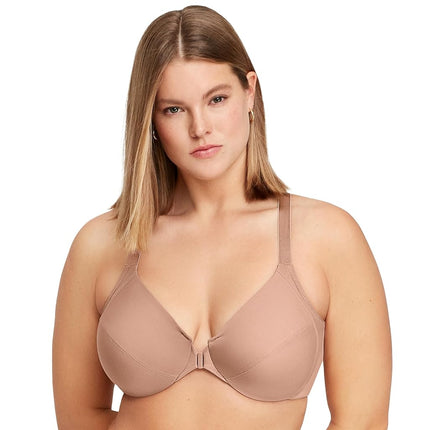 Glamorise Women's Plunge Bra, Opaque, Cappuccino, 46E