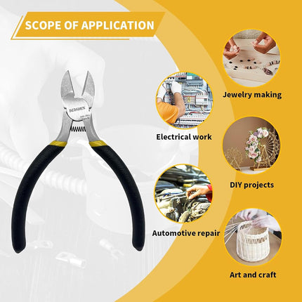BOOSDEN 5" Diagonal Cutters,5 Pack Wire Cutters,DIY Cutting Pliers,Spring Loaded Side Cutters, Wire Snips for Jewelry Making and Wire Cutting