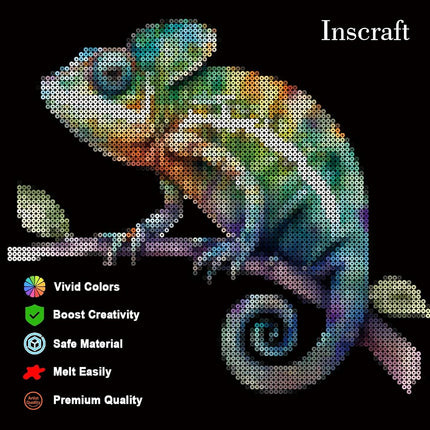 INSCRAFT 28,000 Mini Fuse Beads Kit - 2.6mm, 48 Colors, 7 Pegboards, 15 Tweezers, 2 Ironing Papers - Melty Beads Craft Kit