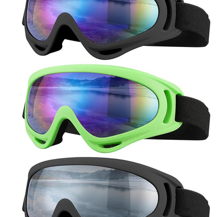 SixYard Ski Goggles, Motorcycle Goggles, 3 Pack Sn