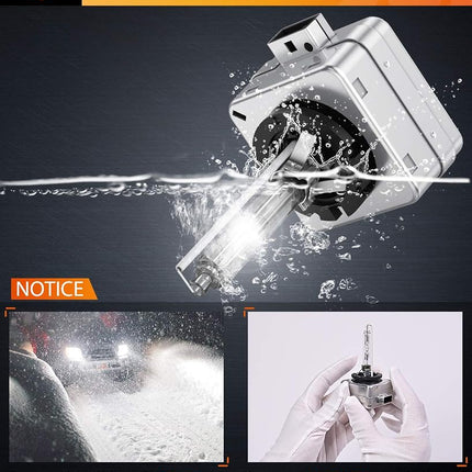 Nilight D1S HID Headlight Bulb, 6000K Diamond White D1S Bulb Super Bright High Low Beam Xenon Headlights Replacement, 2-Pack