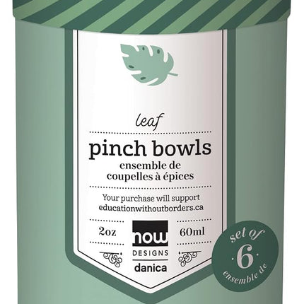 Now Designs Leaf Ceramic Pinch Bowl Set, Mini Bowls for Dipping and Seasoning-Soy Sauce Dish, Set of 6, 2 oz