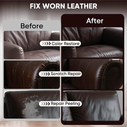 Leather Recoloring Balm 10 OZ Dark Brown for Car Seats, Couch & Furniture