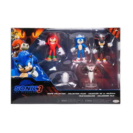 Sonic 3 Movie Action Figure Multi-Pack 2.5" / 6.35cm by JAKKS Pacific, Includes Sonic, Shadow, and Knuckles Figurines - Plus Buzz Bomber and Drone Accessories, Articulated Highly Detailed Figurines