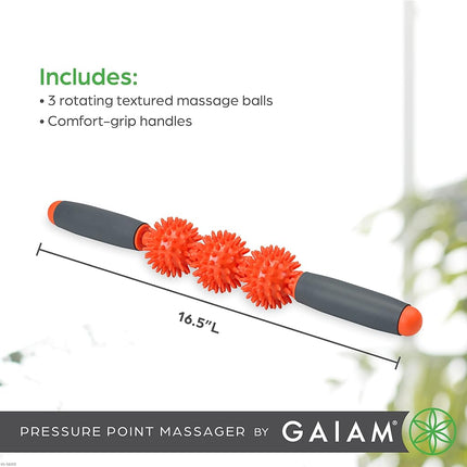 Gaiam Restore Pressure Point Muscle Roller Massage Stick (Colors May Vary)