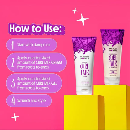 Not Your Mother's Curl Talk Frizz Control Sculpting Gel & Defining Cream (2-Pack) - 9.7 fl oz - Formulated with Rice Curl Complex - All Curly Hair Types