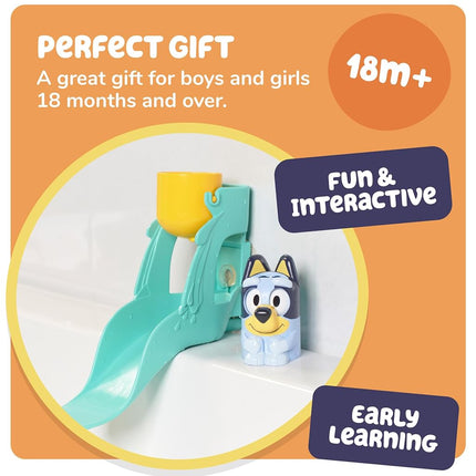 Toomies Bluey’s Waterslide, Bath Toy for Toddlers, Water Play, Moving Eyes, Fine Motor Skill Development, Suction Cup Attachment, For Ages 18 Months+, Durable and Safe Bath Toy for Kids
