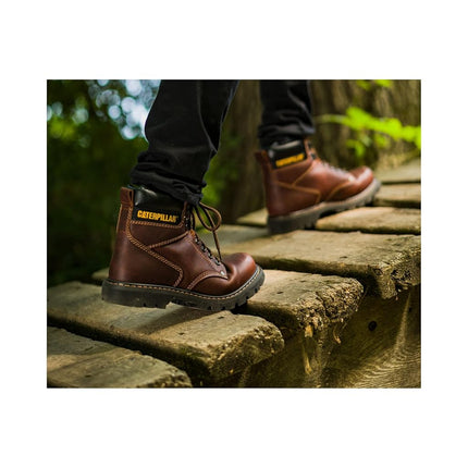 Bottes de travail Caterpillar Second Shift pour homme, marron foncé, 6 W US