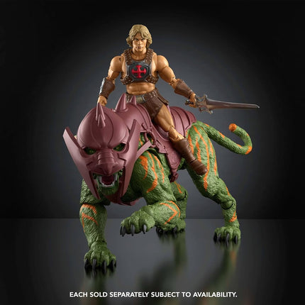 Masters of the Universe Chronicles Action Figure Battle Cat, 6.5 Inch 2026 Movie Accurate, Glass Eyes & Articulated Jaw, Tiger with Saddle & Armor