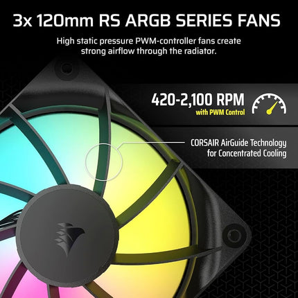 Corsair NAUTILUS 360 RS ARGB Liquid CPU Cooler – 360mm AIO – Low-Noise – Direct Motherboard Connection – Daisy-Chain – Intel LGA 1851/1700, AMD AM5/AM4 – 3x RS120 ARGB Fans Included – Black