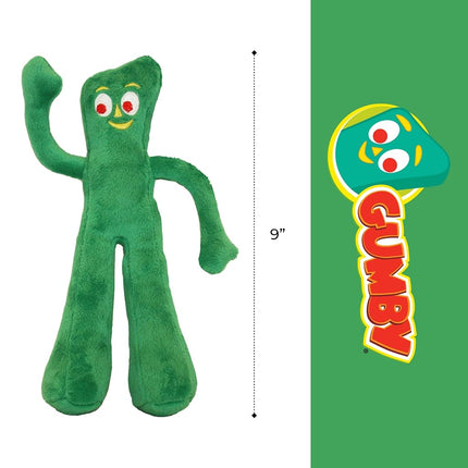 Multipet Gumby Dog Plush Toy - Squeaky Toy for All Dogs - Extra Soft Plush w/Flexible Legs & Arms - Stuffed Animal for Cuddling & Playing - Cute Dog Pet Toy (9", Green)