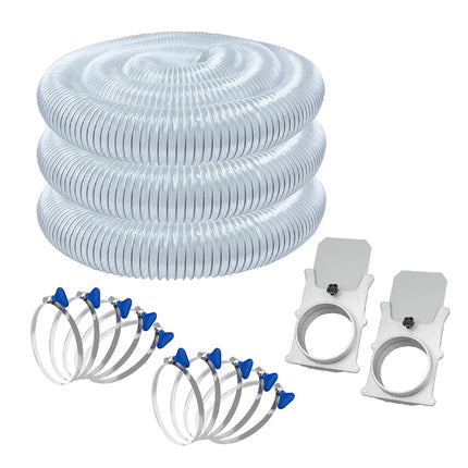 POWERTEC 4" x 20' Flexible PVC Dust Collection Hose with 10pcs Key Hose Clamps & 2pcs Blast Gates for Table Saw, Band Saw, Planer, Jointer, Woodworking and Woodshop Dust Collection System (70429)