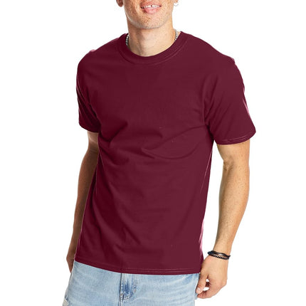 Hanes Men's Short Sleeve Beefy-t, Maroon - 1 Pack,