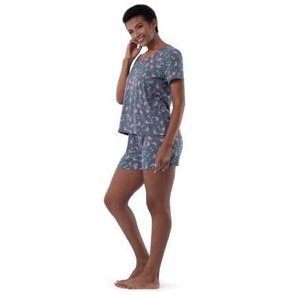 Fruit of the Loom Women's Plus Size Sleeve Tee and Short 2 Piece Sleep Set, Floral, 4X