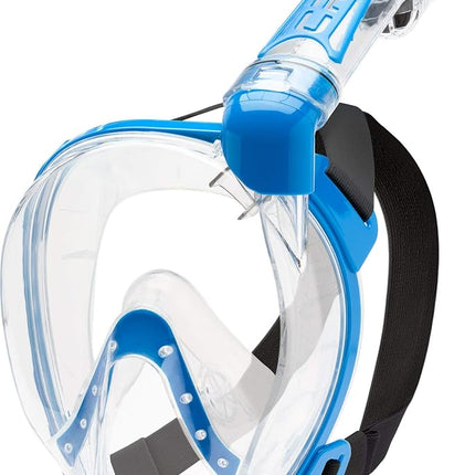 Cressi Duke Full Face Snorkel Dry Mask - Available in Standard Version or with Action Cam Holder, Adult Unisex,Clear/Blue,M/L